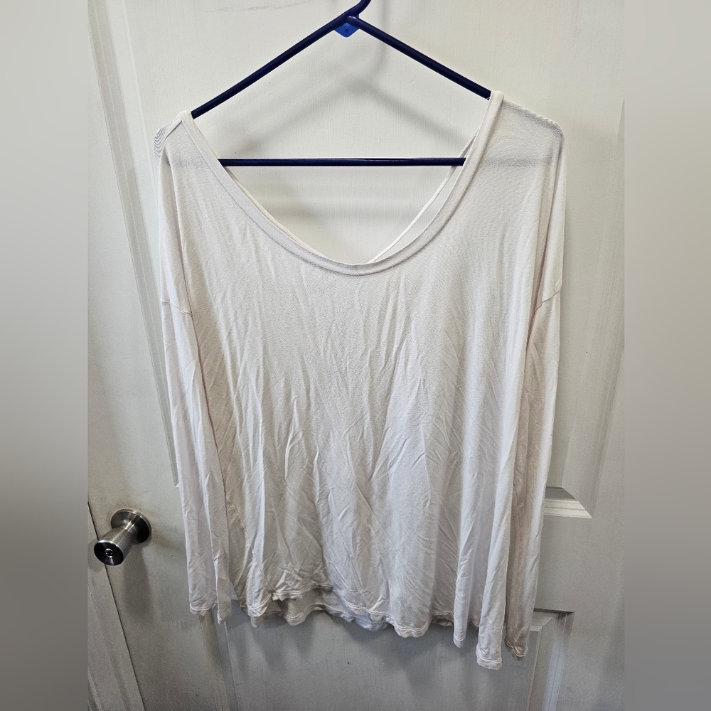 PINK Victoria's Secret white long sleeve shirt with criss Cross back